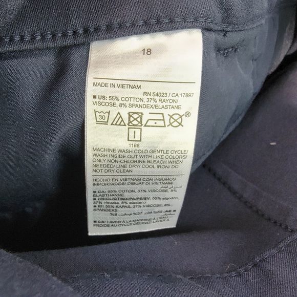 Navy Blue High-Waisted Pixie Skinny Pants Secret Smooth Pockets Women 18 - Picture 5 of 8